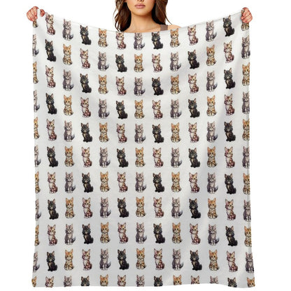 Cute Maine Coon Cats Throw Blanket