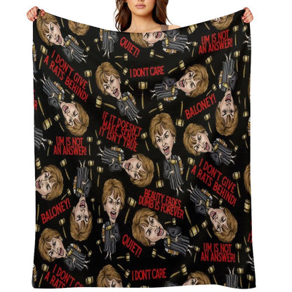 Black  Judge Judy Print Throw Blanket