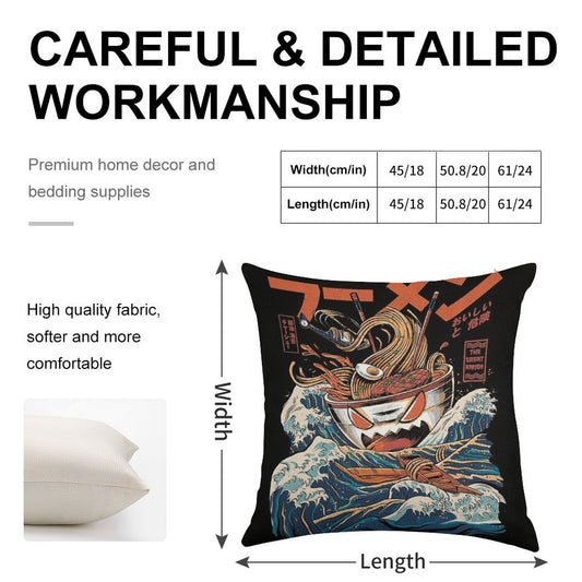 The Black Great Ramen Linen Throw Pillow Cover