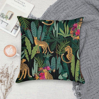 Tropical Cheetah Print Soft Hidden Zipper Throw Pillow