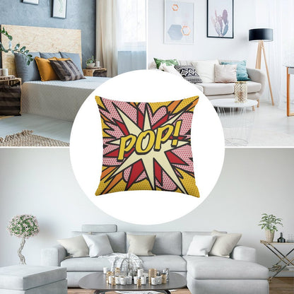 POP Comic Book Pop Art Cool Retro Trendy Linen Throw Pillow Cover