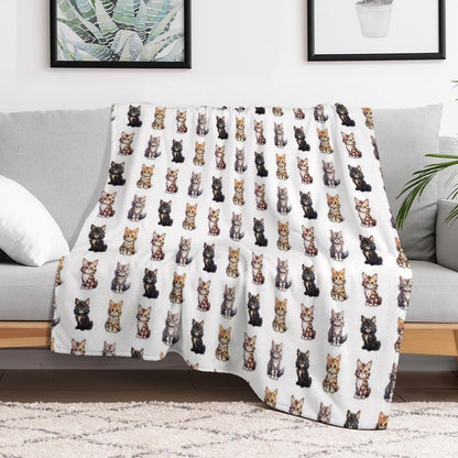 Cute Maine Coon Cats Throw Blanket