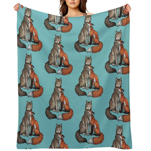 Wolf & Fox Throw Blanket