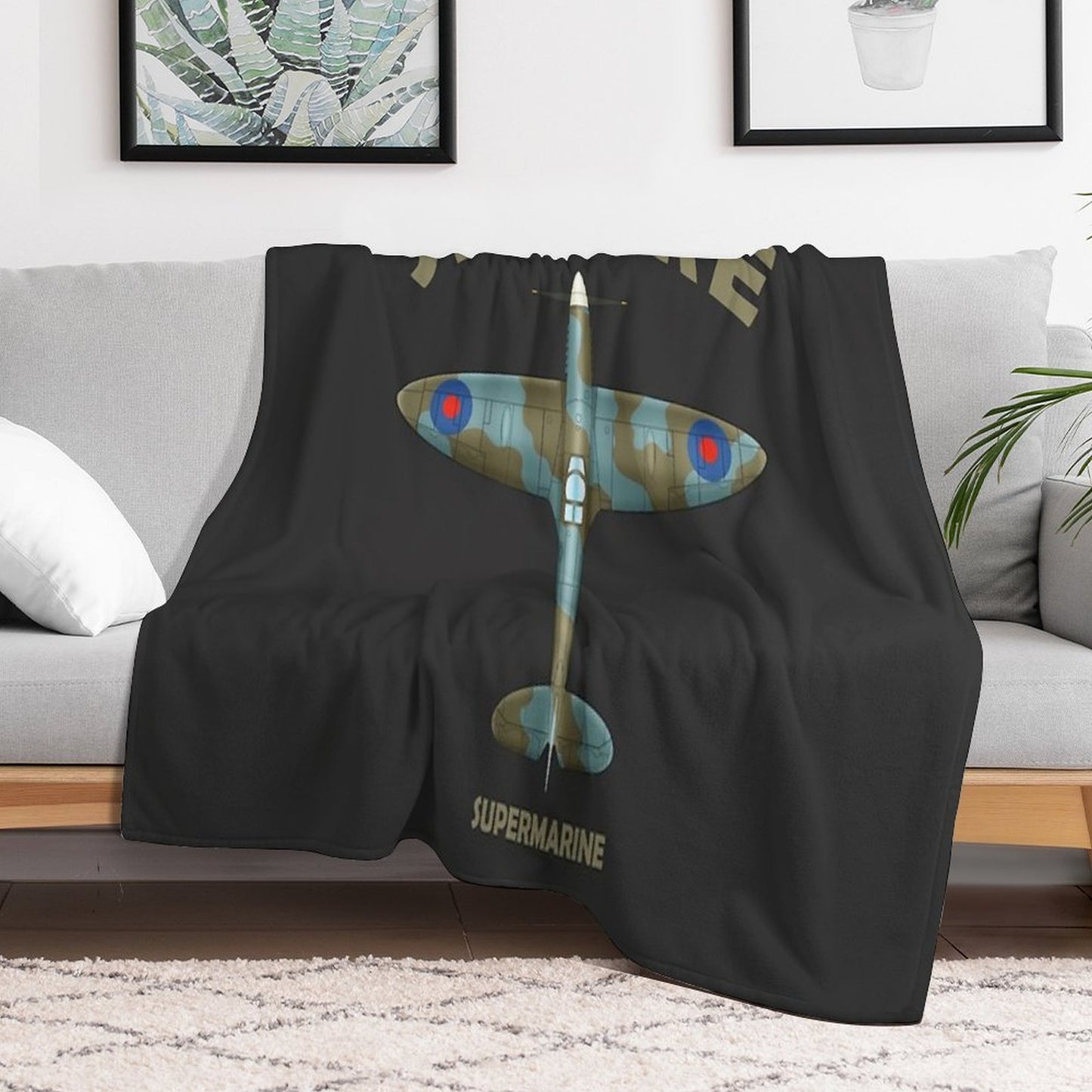 The Spitfire Blueprint Throw Blanket