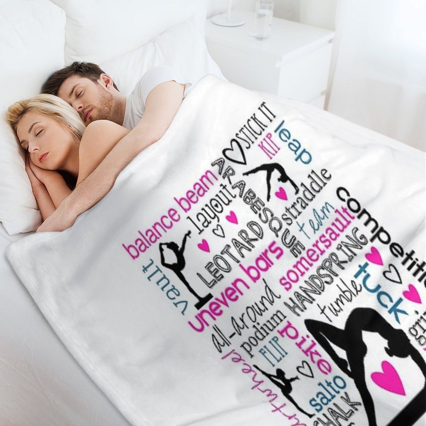 Gymnastics Tri-Color Typography Throw Blanket