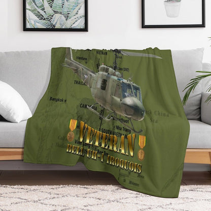 UH-1 Iroquois 'Huey' Vietnam Veteran Throw Blanket