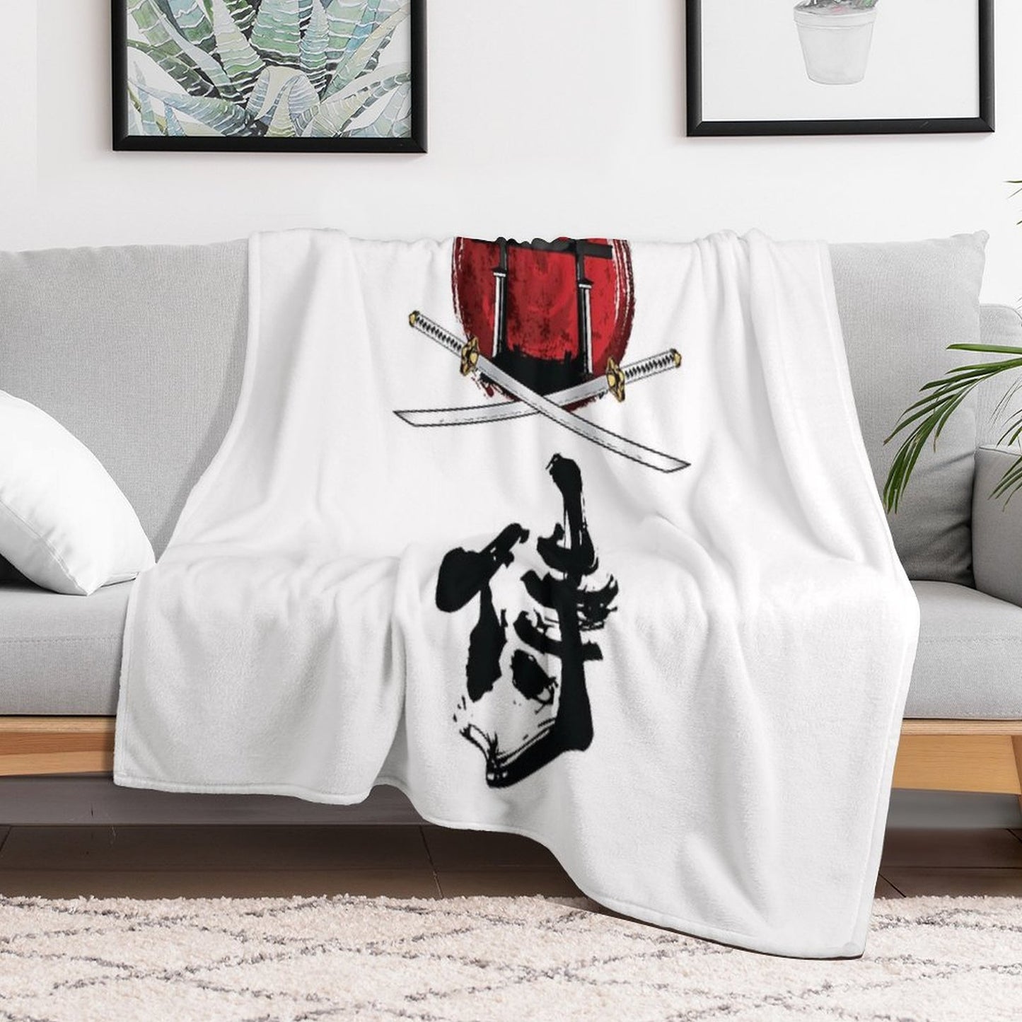 Samurai Katana Tori Gate Kanji Throw Blanket