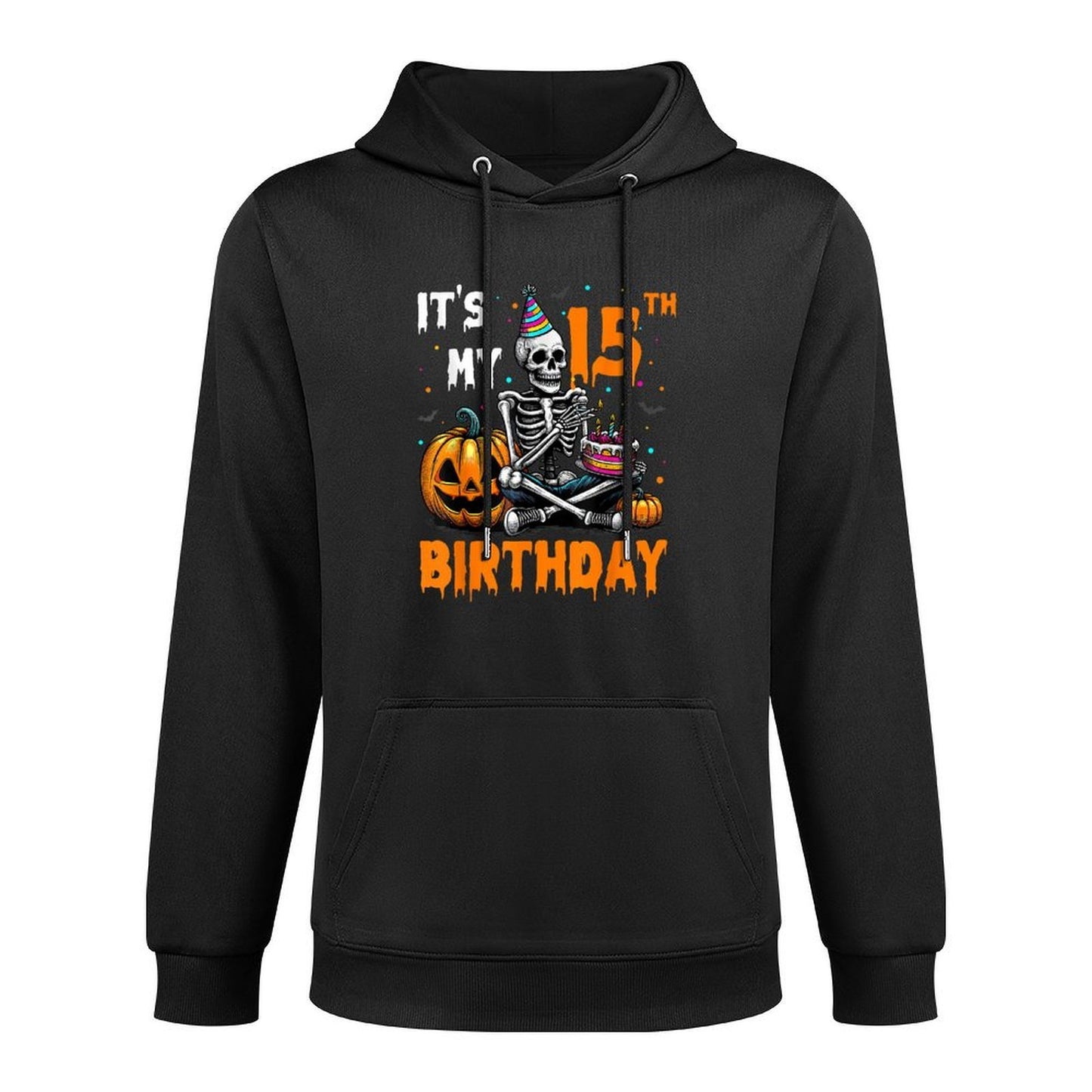 Skeleton 15th Birthday Halloween Party Kids 15 Years Gift Colorfast Hoodie