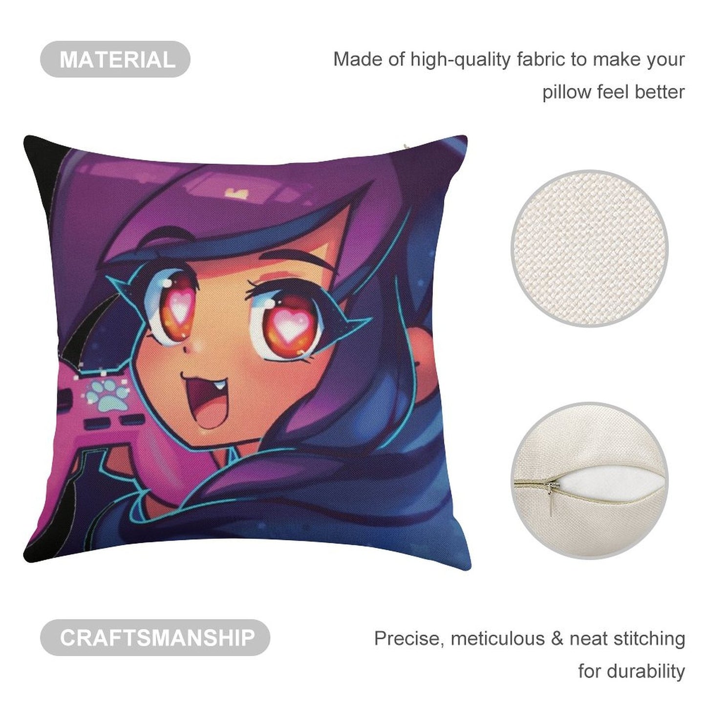 Aphmau with Video Game Linen Throw Pillow Cover
