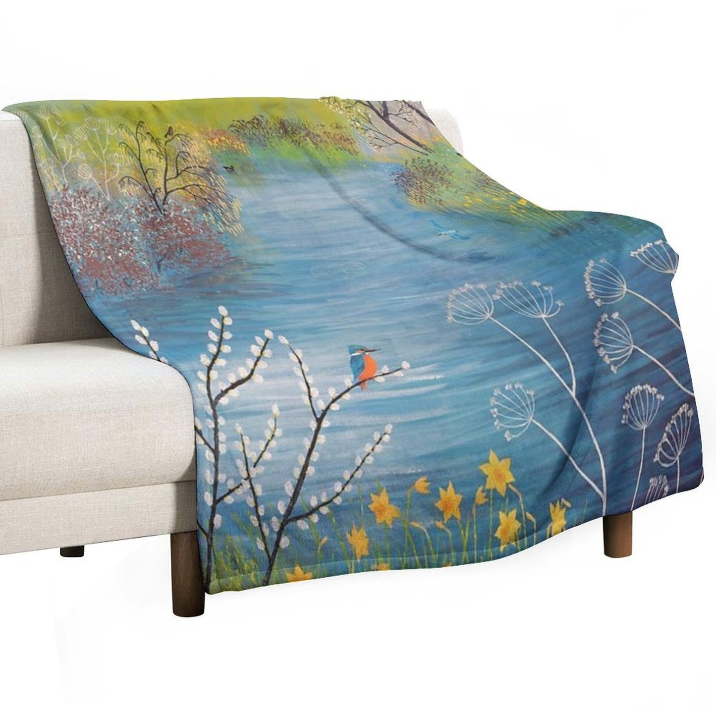 Spring at Kingfisher Pool Throw Blanket