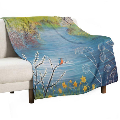 Spring at Kingfisher Pool Throw Blanket