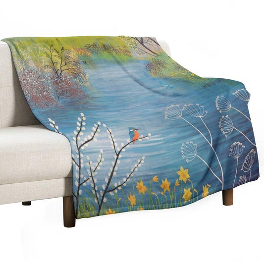 Spring at Kingfisher Pool Throw Blanket