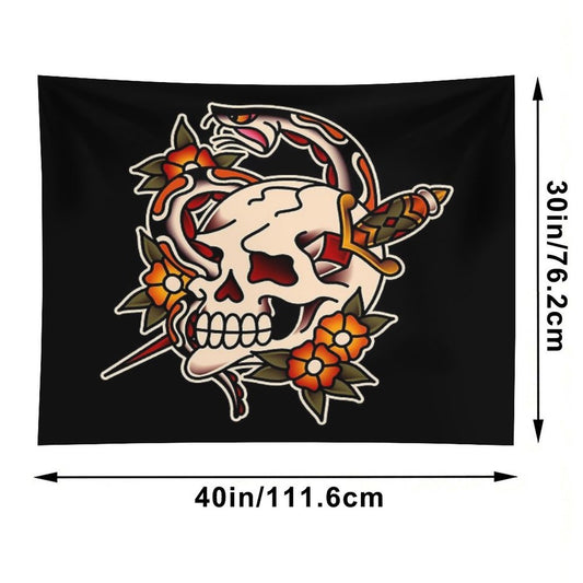 Salty-Dog Death And Rebirth Skull Motif Tapestry