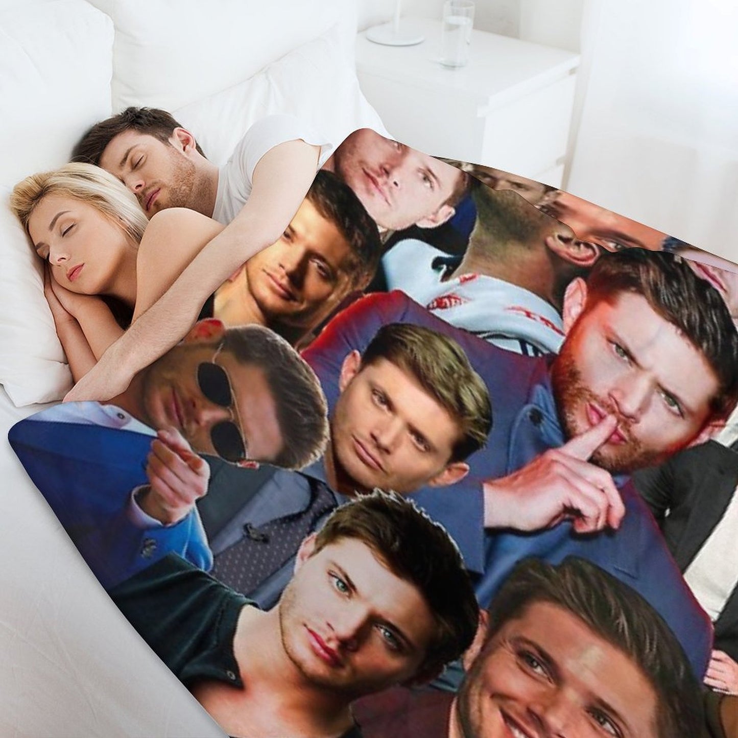 Jensen Ackles Photo Collage Throw Blanket