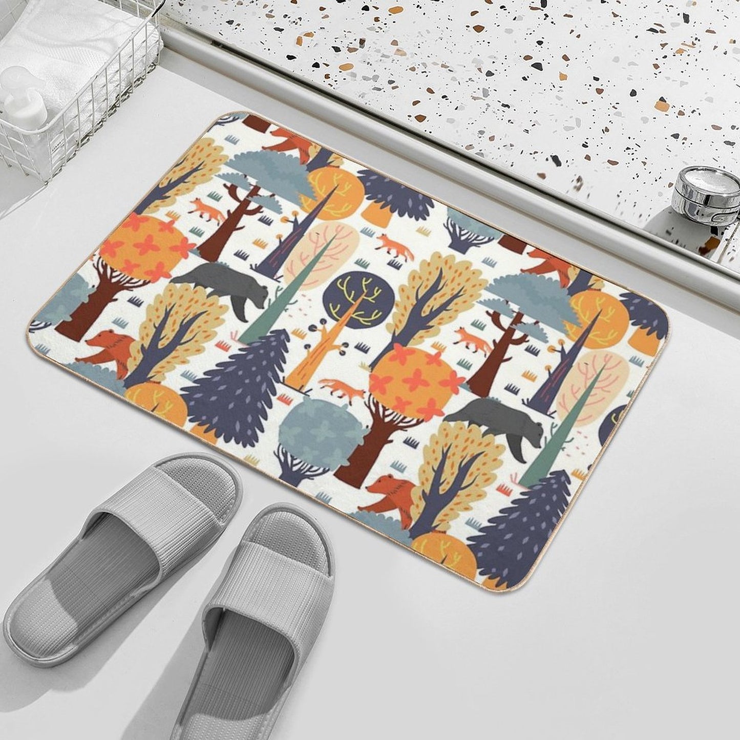 Woodland Animal Pattern for Kids Bath Mat
