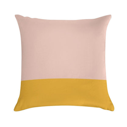 Blush Pink And Mustard Yellow Minimalist Color Block Soft Washable Throw Pillow
