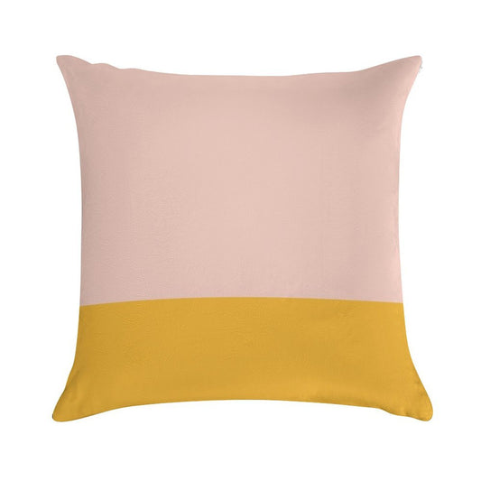 Blush Pink And Mustard Yellow Minimalist Color Block Soft Washable Throw Pillow