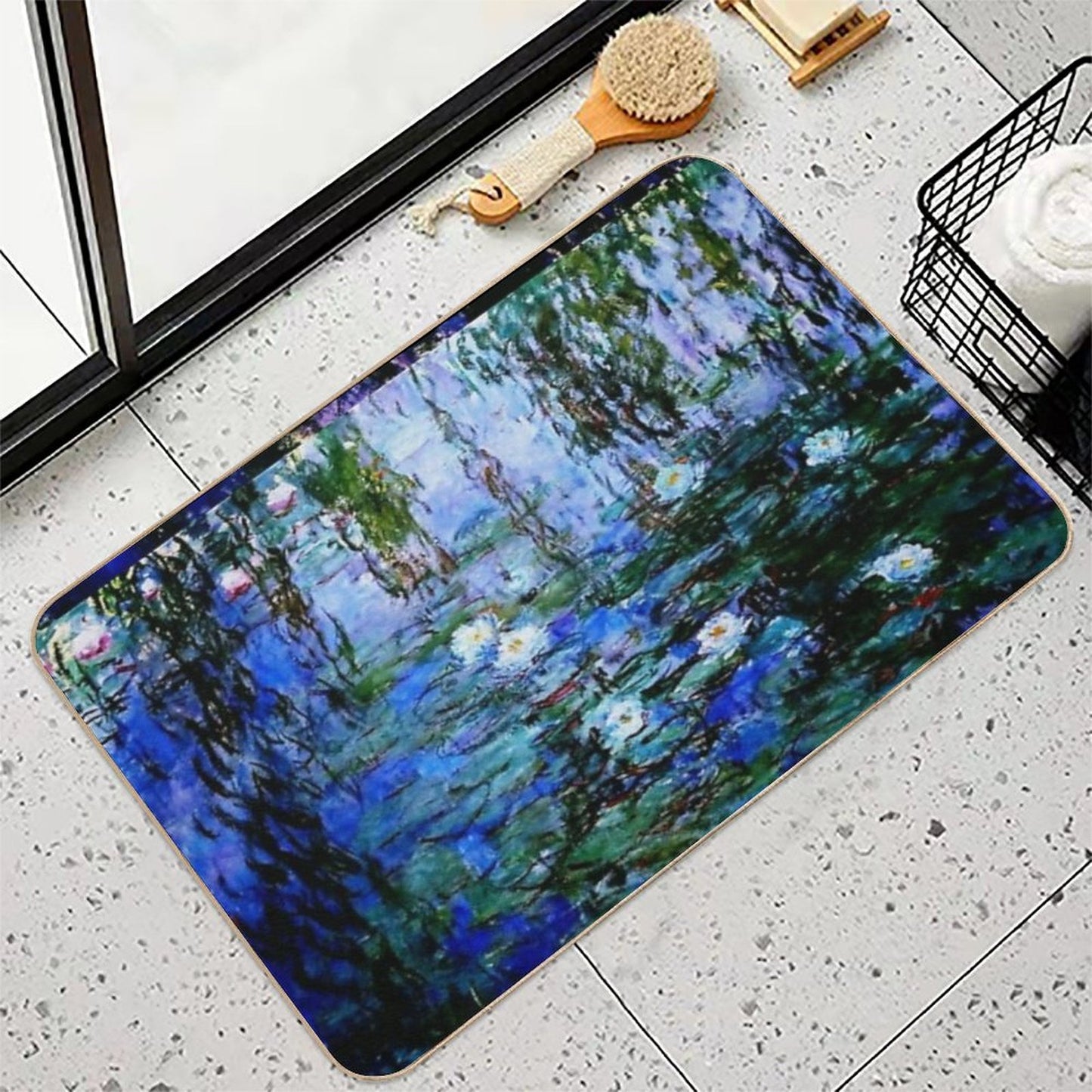 Claude Monet's Blue And White Water Lilies - Les Nymphéas Bleus Et Blancs Bath Mat