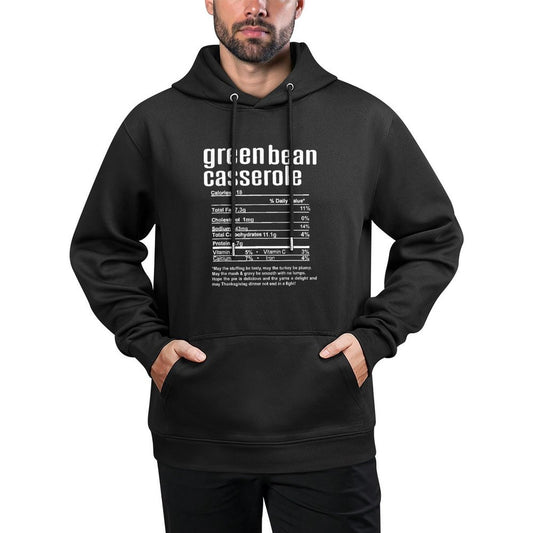 Thanksgiving Christmas Green Bean Casserole Nutritional Fact Kangaroo Pocket Hoodie