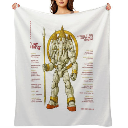 Lan Xang Mecha Warrior Lao Elephant King Design Throw Blanket