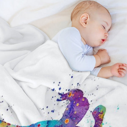 Handball Girl Colorful Watercolor Silhouette Throw Blanket