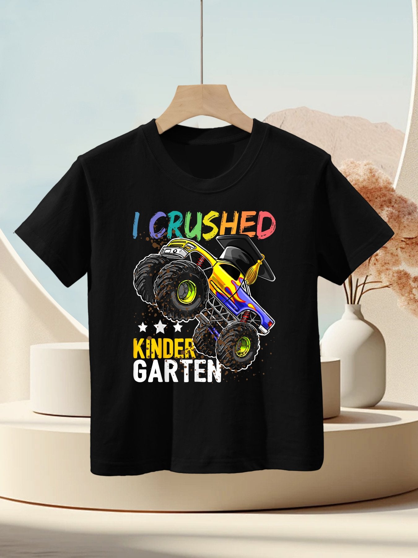 I Crushed Kindergarten Monster Truck Graduation Gift Boys Kids T-Shirt