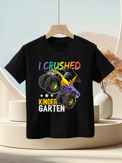 I Crushed Kindergarten Monster Truck Graduation Gift Boys Kids T-Shirt