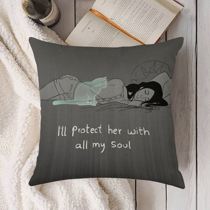 Guardian Soul Linen Throw Pillow Cover