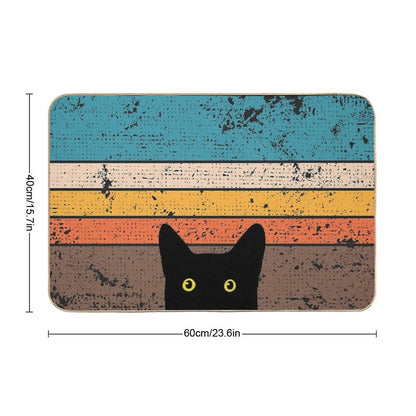 Peeking Cat in Retro Circle Bath Mat