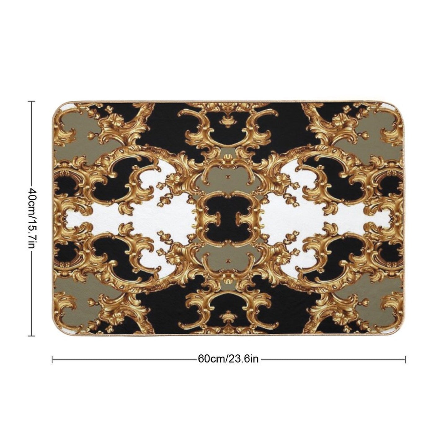 Golden Ornamental Baroque Symmetrical Bath Mat