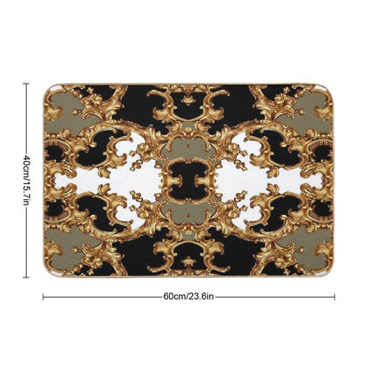 Golden Ornamental Baroque Symmetrical Bath Mat