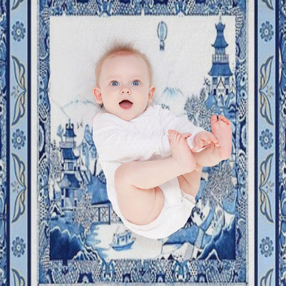 Blue Willow Double Frame Throw Blanket