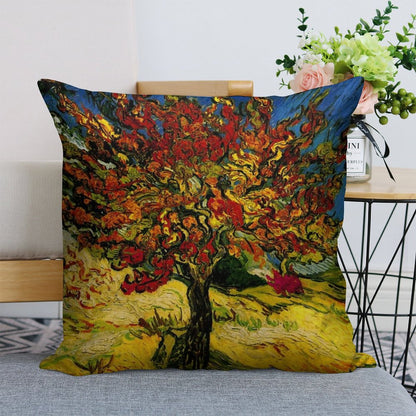Van Gogh Mulberry Tree Print Linen Throw Pillow Cover