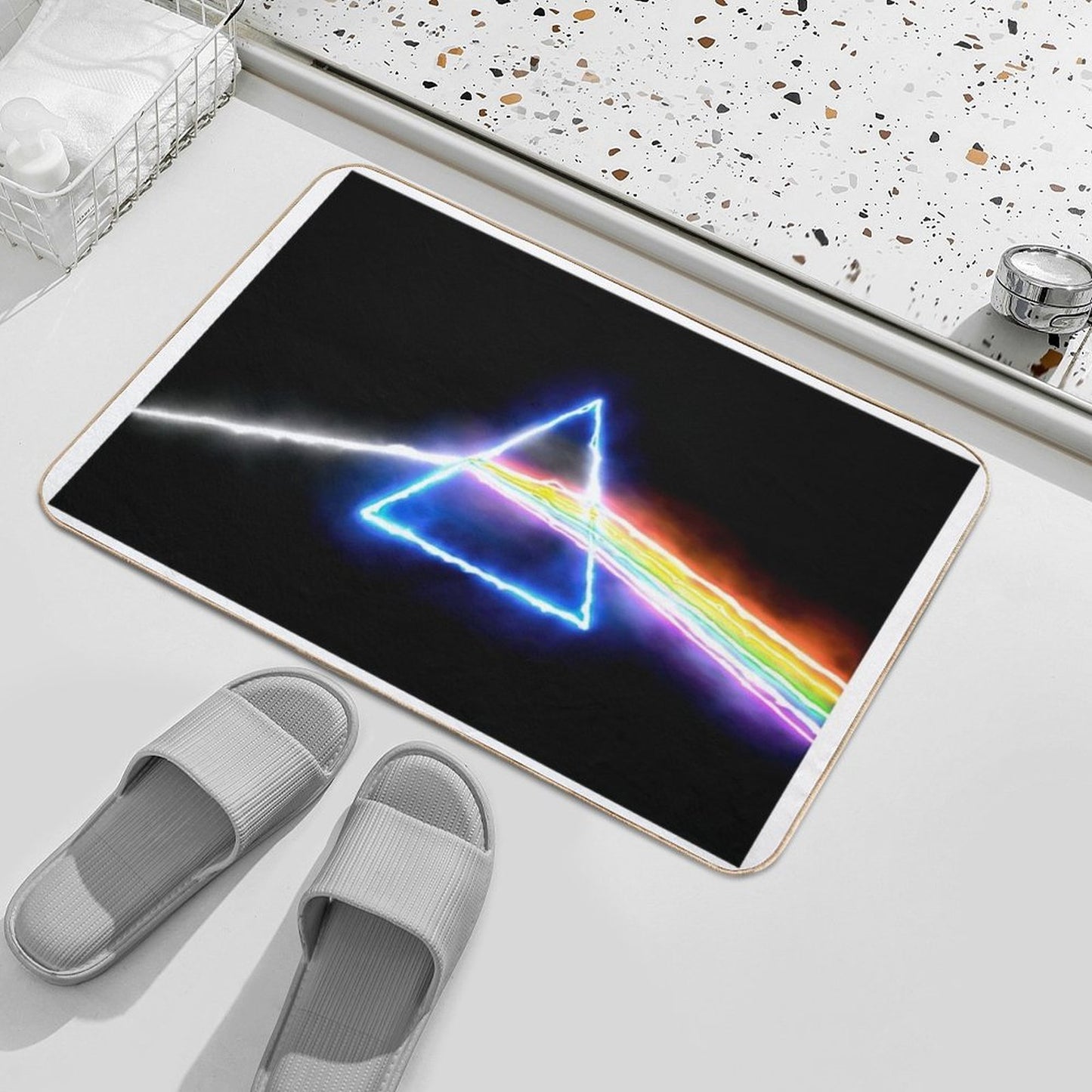 Pink Floyd Dark Side of The Moon Style Prism Rainbow Colors Bath Mat