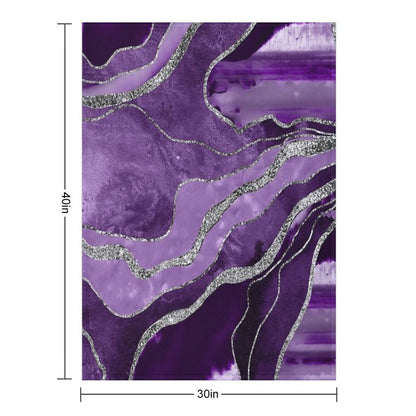 Purple Marble Agate Silver Glam #1 (Photo of Glitter Only - Not Reflective) Throw Blanket