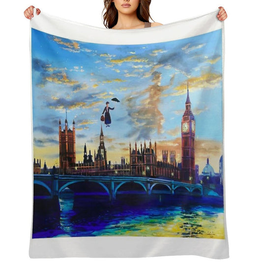 Mary Poppins Returns to London Throw Blanket