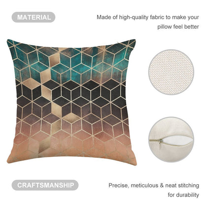Ombre Dream Cubes Linen Throw Pillow Cover