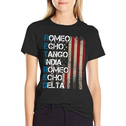 Phonetic Alphabet Retired Veteran Retirement Army Military T-Shirt
