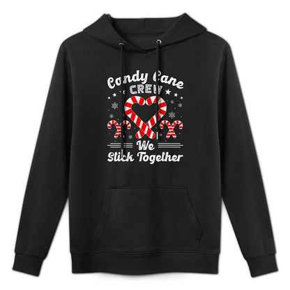 Christmas Candy Cane Heart Crew Family Matching Pajamas Kangaroo Pocket Hoodie