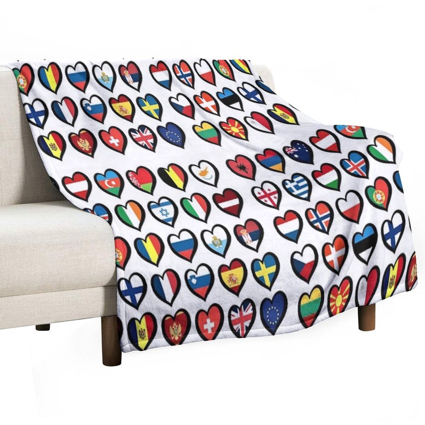 Eurovision Song Contest Flags Hearts ESC EBU Eurofans Throw Blanket