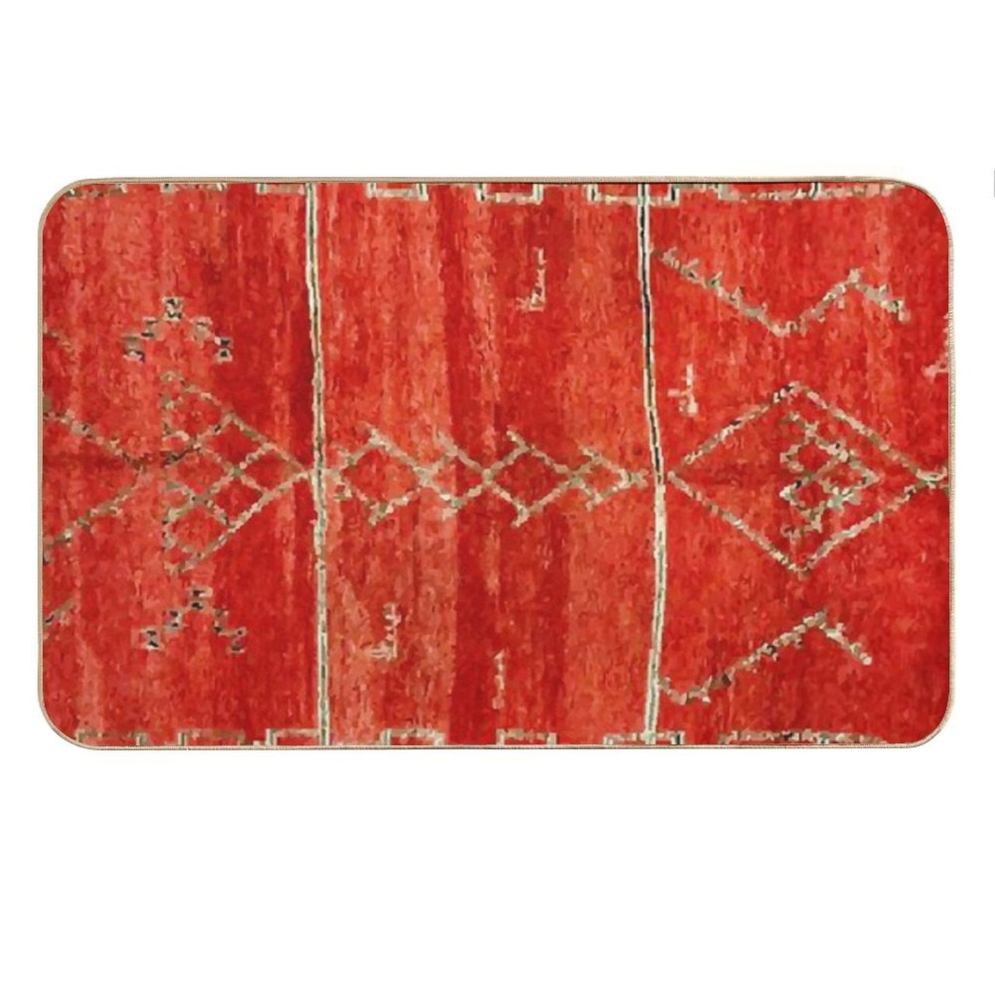 Vintage Red Moroccan Rug Print Bath Mat