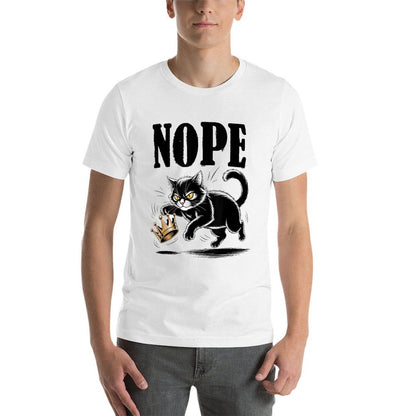 Nope No Kings In America Funny Black Cat Lovers  Rolled Sleeves T-Shirt