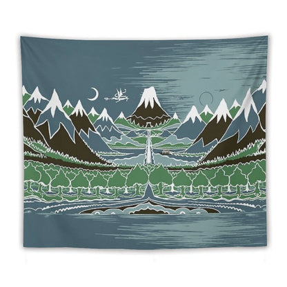 Forest Mountain Path in The Style of J.R.R.Tolkien Tapestry