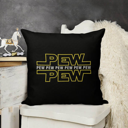 Pew Pew Pew Linen Throw Pillow Cover