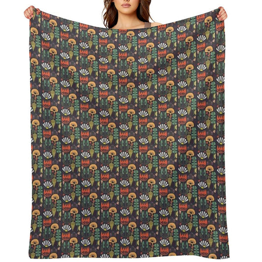 Scandinavian Wildflowers Throw Blanket