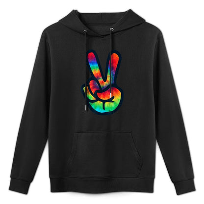 PEACE SIGN Hand Tie Dye  Hippies Christmas V Kangaroo Pocket Hoodie