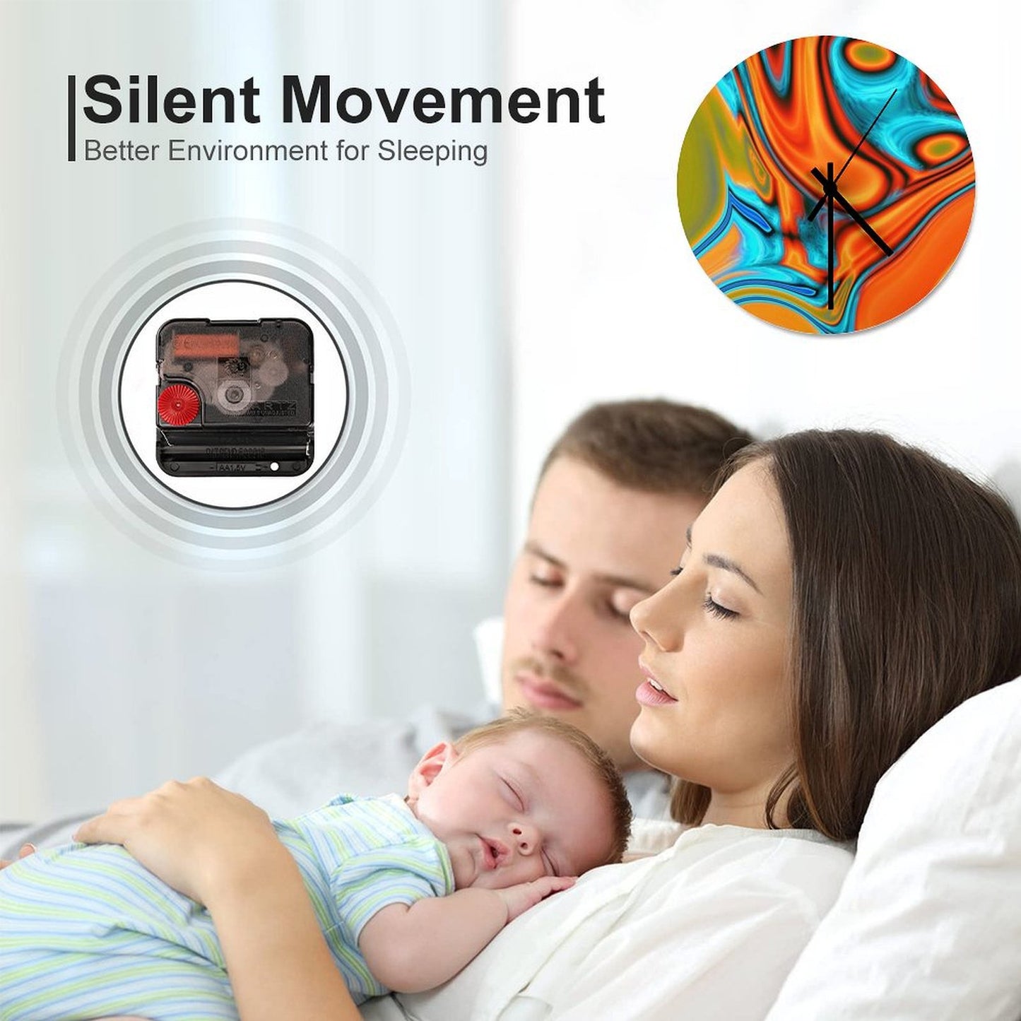 Vivid Modern Southwest Hipster Turquoise Orange Swirls Wall Clock
