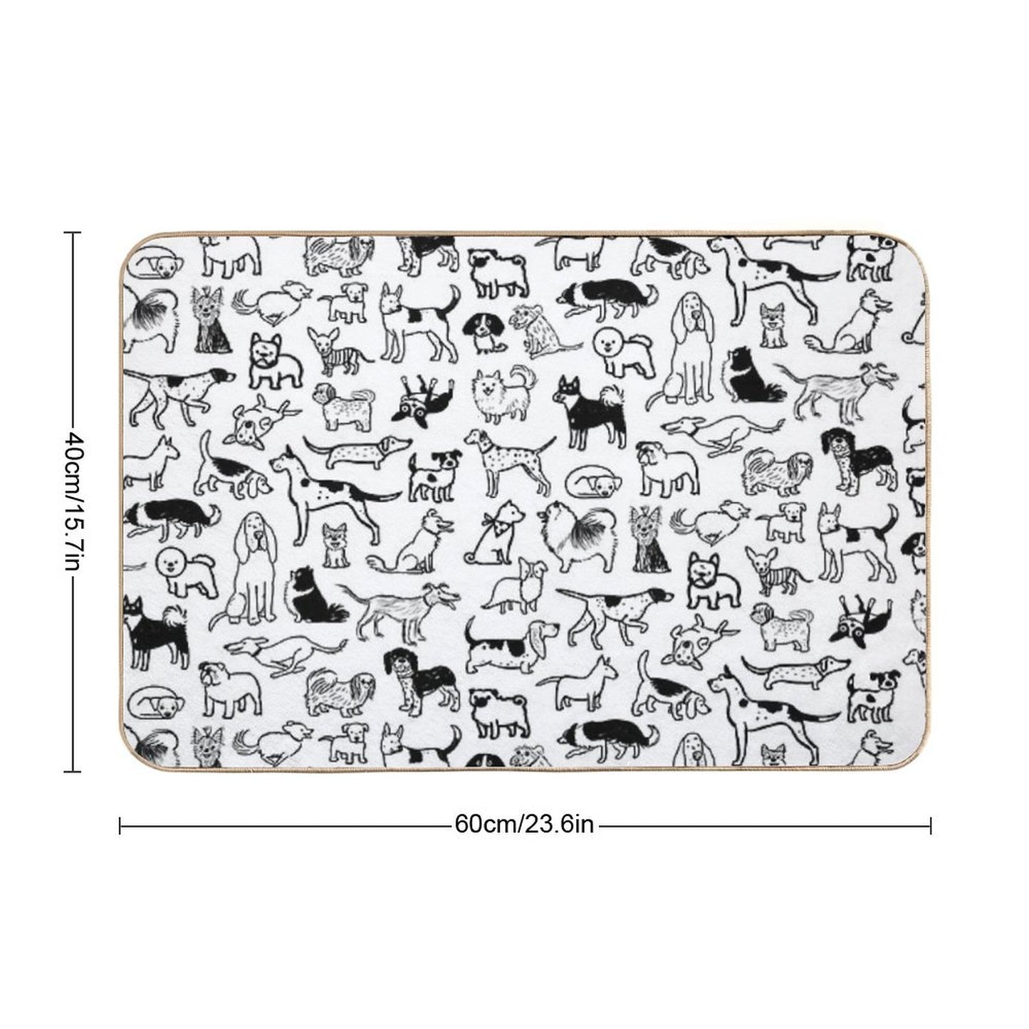 Black And White Dogs Pattern Bath Mat