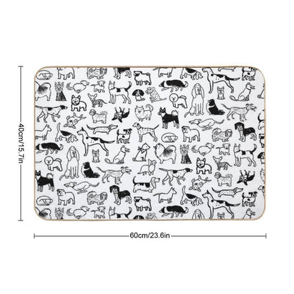 Black And White Dogs Pattern Bath Mat