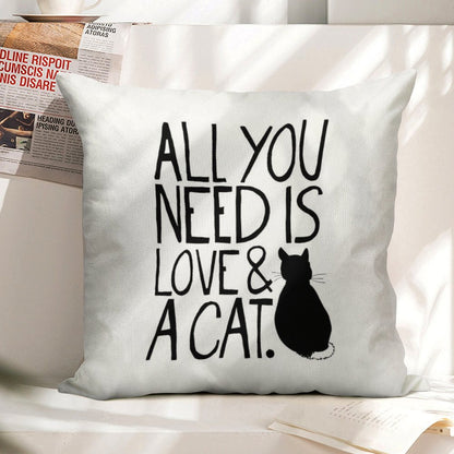 All You Need Is Love And A Cat Linen Throw Pillow Cover